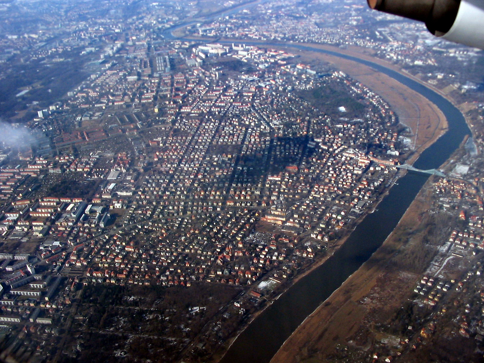 Aerial view of Blasewitz and Striesen in Dresden