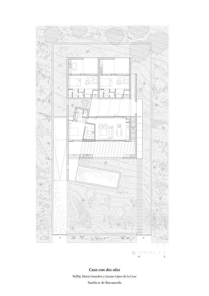 A villa with two wings